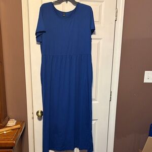 Comfort Crewneck Royal Blue Maxi Dress